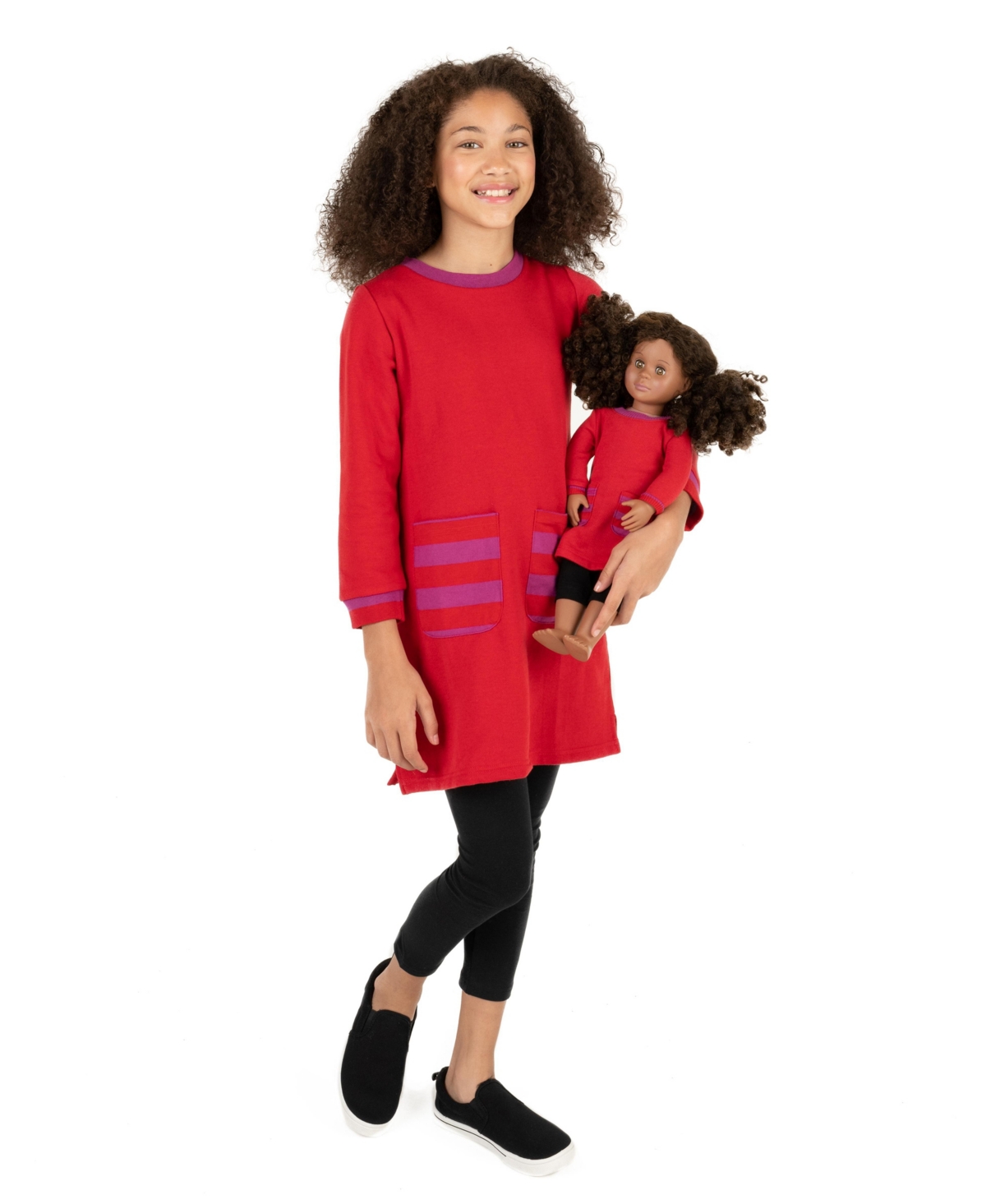 Leveret Toddler Girls Matching Doll Long Sleeve Tunic Sweatshirt Dress - Red