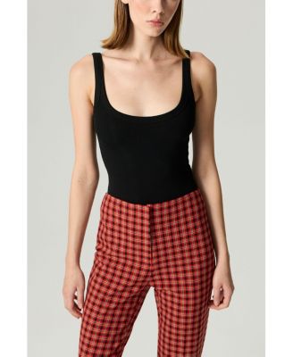 Women's Plaid Slit-Hem Pants
