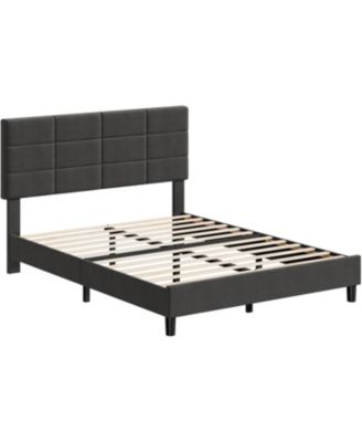 Platform Bed Frame, Linen Upholstered King Bed Frame, Wooden Slats Support, No Box Spring Needed, Noise-Free