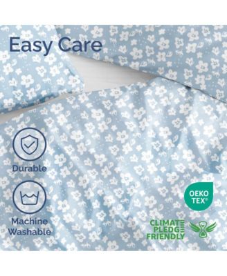 Floral Duvet Cover Set with Pillow Sham, Zipper Closure & Corner Ties