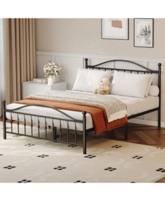Size Metal Platform Bed Frame with Victorian Style Wrought Iron-Art Headboard and Footboard,Mattress Foundation,Under Bed Storage,Noise Free