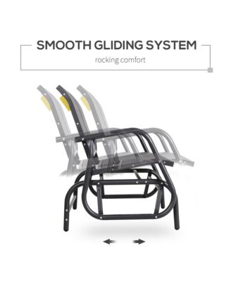 2-Person Outdoor Glider Bench, Patio Double Swing Rocking Chair Loveseat w/ Powder Coated Steel Frame