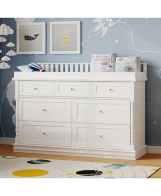 Changing Table with 7-Drawers, Guardrail Top, Anti-Tip Safety Feature