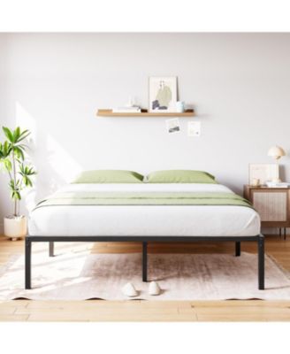 16 Inch Steel Platform Bed Frame, Slip-Resistant Support, Quiet and Stable, Large Storage, No Bed Box, Easy Install