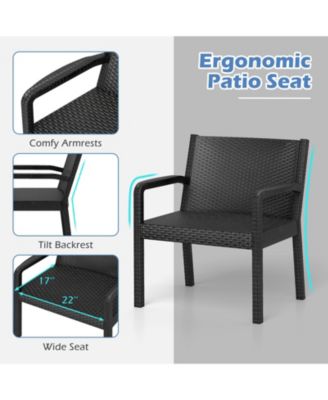 Set Of 3 Patio Furniture Set w/ 2 Modern Rattan Armchair & 25'' Squire Side Table