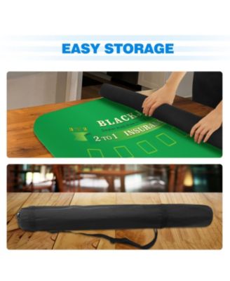 70" x 35" Casino Blackjack Tabletop Layout Mat with Carrying Bag