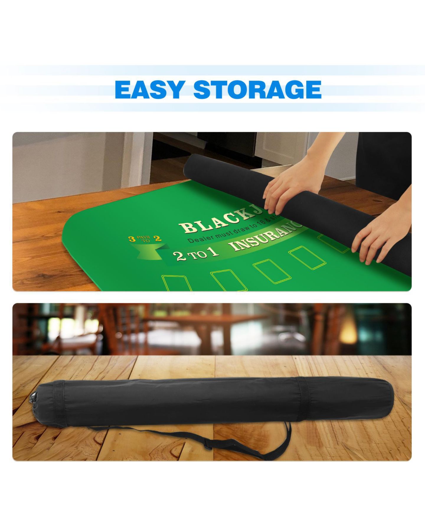 Детская игрушка GSE Games & Sports Expert Blackjack Casino Rubber Tabletop Layout Mat, 70" x 35", CS-2000, Ages 15+ — фото 4