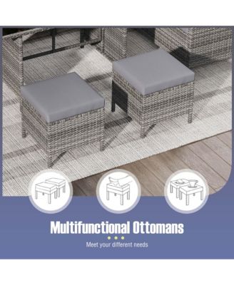 Set of 7 Dining Furniture Set PE Rattan Sectional Sofa Set Patio