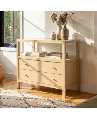 Solid Wood Chest With Tempered Glass Top , Pre-Assembled Chest