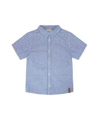 Toddler Boys Printed Chambray Short-Sleeve Shirt Blue Denim Stripes
