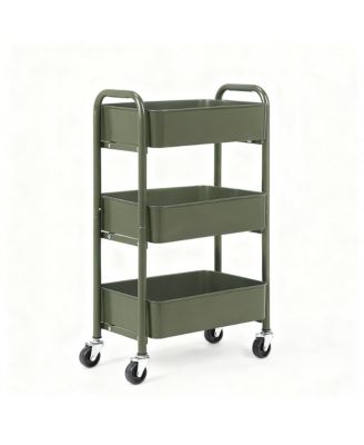 3-Tier Compact Rolling Storage Cart - Under Desk Use, 100 lbs Capacity