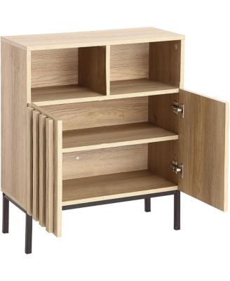 Farmhouse Buffet Cabinet with Storage, Sideboard Cabinet with 2 Fluted Doors, Adjustable Shelf and Metal Legs