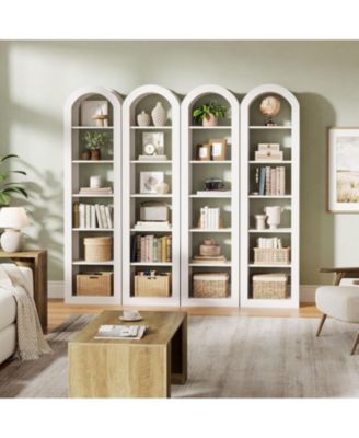 74.8" Tall Arched Bookshelf, 6-Tier Narrow Open Bookcase(1 PC)