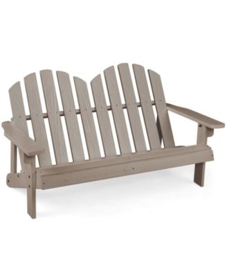 2-Seat Adirondack Chair for Kids Solid Wood Loveseat Backrest Arm Rest Patio