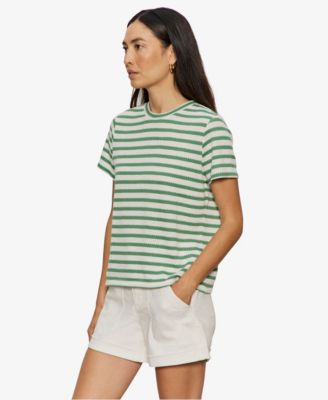 Petite Striped Crewneck Textured T-Shirt