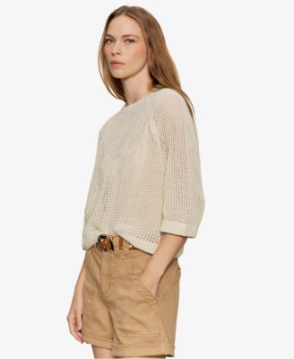 Women's Semi-Crop Raglan Sweater T-Shirt