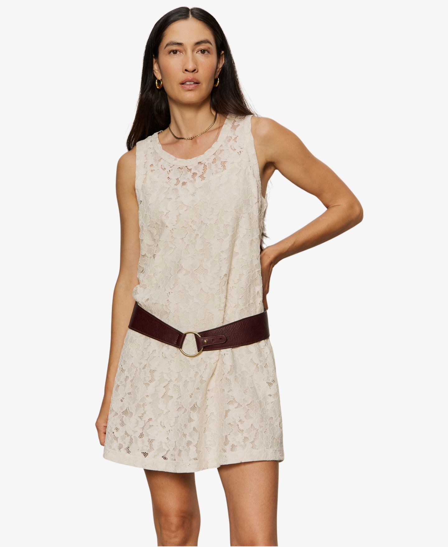Женское платье Sanctuary Sleeveless Lace Tank Mini, цвет: Collagen — фото 1
