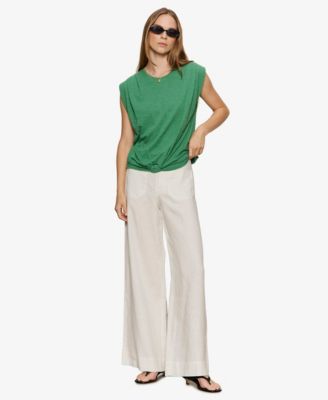 Women's Knot-Front Crew Neck Muscle Tee