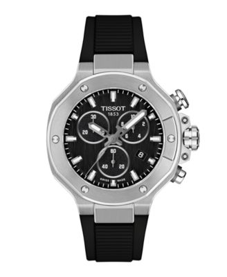 Unisex Black Dial Rubber Strap Watch, 38mm