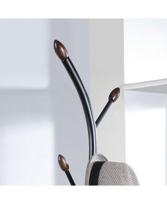 Metal Standing Coat Rack with 9 Hooks, Stable Round Base and Elegant Branch Design, Perfect for Coats and Hats for Entryway, Hallway