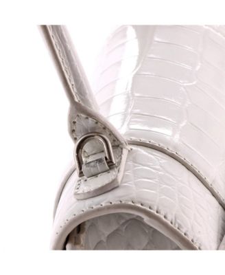 Small Hourglass Top Handle Bag Embossed Leather