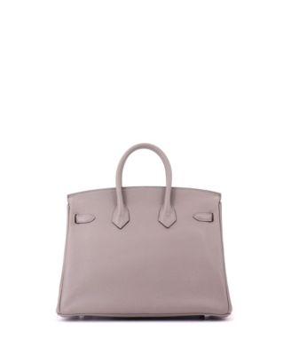 Birkin 25 Handbag Grey Novillo with Palladium Hardware