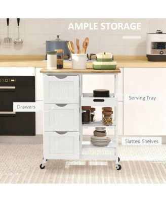 kitchen cart, beveled shelves with storage, solid wood top, adjustable shelves