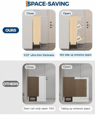 Rattan Shoe Cabinet Storage with 4 Flip Drawers and 2 Top Drawers Freestanding Shoe Organizer  Slim Shoe Rack Storage with Adjustable Shelves