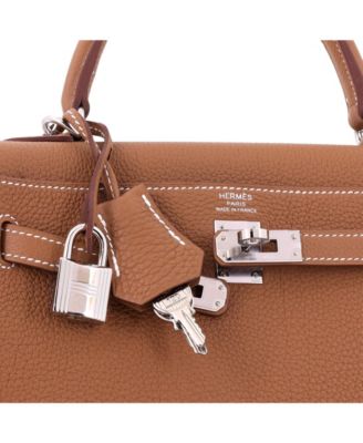 Kelly 25 Handbag Brown Togo with Palladium Hardware
