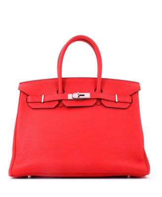 Birkin 35 Handbag Red Togo with Palladium Hardware