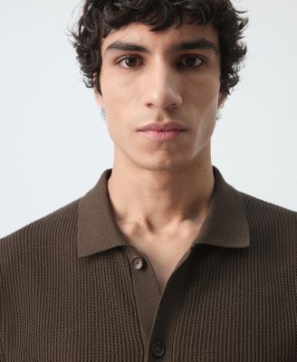 Men's Cotton Structured Knit Buttons Polo Shirt