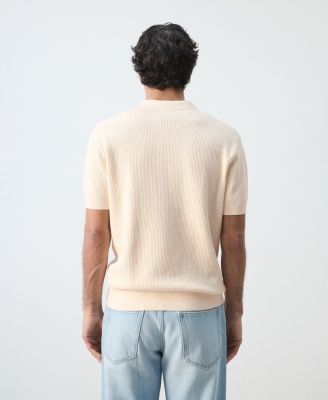 Men's Cotton Structured Knit Buttons Polo Shirt