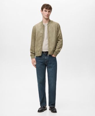 Men's Suede-Effect Bomber Jacket