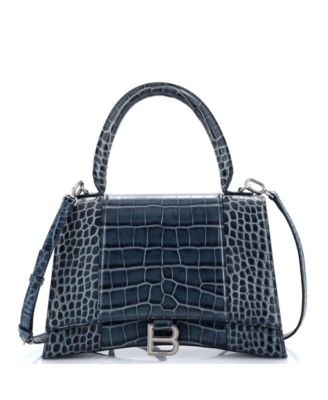 Medium Hourglass Top Handle Bag Embossed Leather