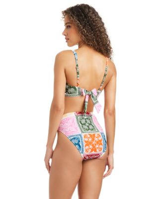 Women's Cabana Club Bikini Top With Ring and High Rise Swim Bottoms