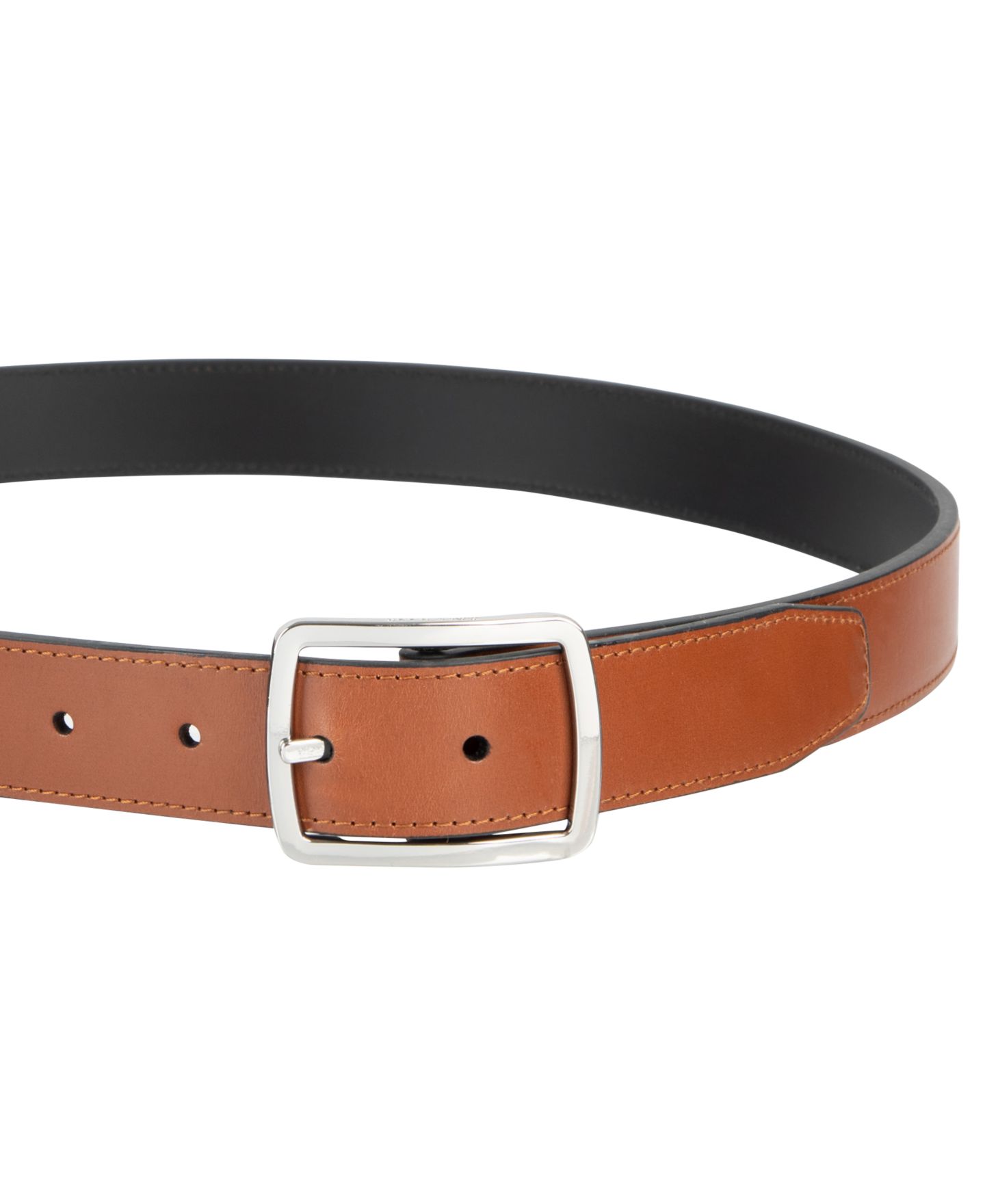 Мужской ремень Cole Haan Center-Bar Reversible Leather Belt, цвет: Рыжевато-коричневый / Чёрный — фото 6