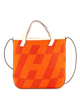 27 Cabas H en Biais Tote Canvas with Leather