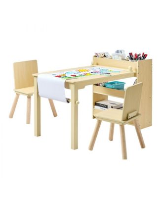 Kids Art Table and Chair Set with 3-Tier Storage Cabinet
