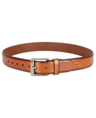 Men's Classic Casual Leather with Burnished Edges Belt