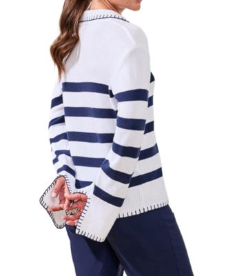Women's Striped Polo Sweater