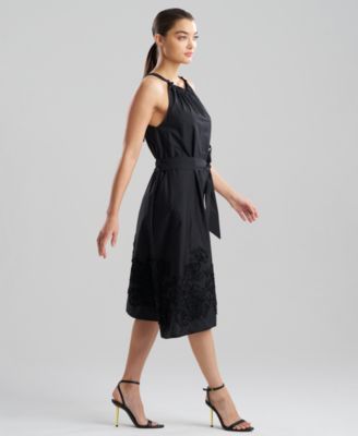 Women's Carnation Embroidery Halter Neck Midi Dress