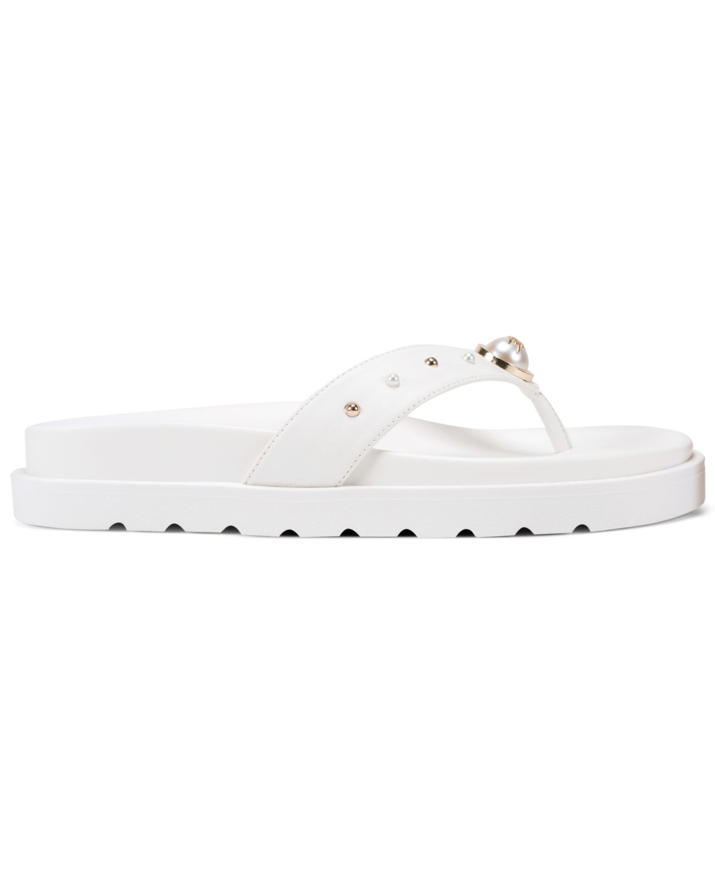 Женские сандалии KARL LAGERFELD PARIS Hayze Pearl Flip Flop, цвет: Яркий белый гладкий — фото 2