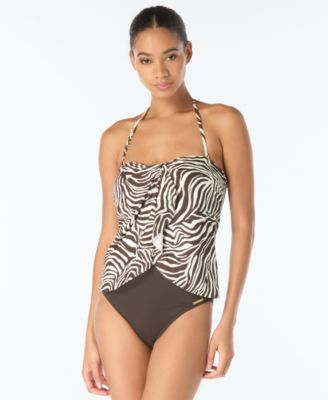 Women's Draped Bandeau Neck Tankini Top