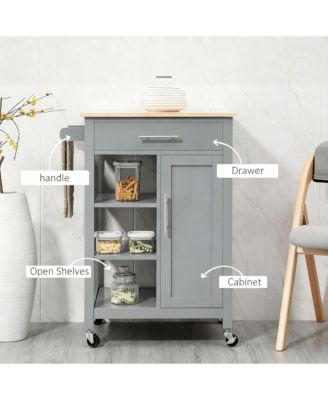 kitchen trolley, side shelves with storage space, solid wood top, adjustable shelves, easy to move