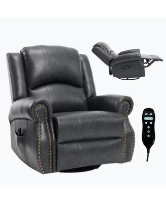 Recliner Chair with Heat Massage Manual Rocker and Swivel in Fabric