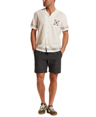 Men's Short-Sleeve Button-Down Linen Cotton Shirt