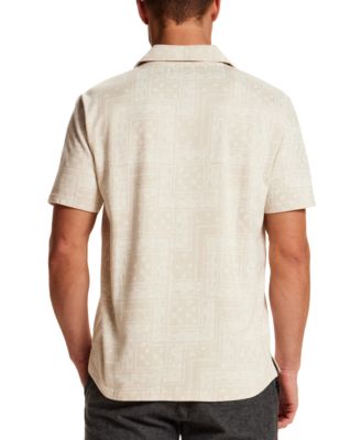 Men's Short-Sleeve Button-Down 100% Cotton Bandana Coatfront Knit Shirt