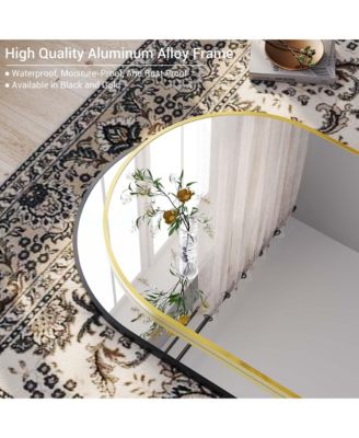 Arched Bathroom Mirror, Wall Mounted Vanity Metal Frame, Modern Wraparound Hanging Mirror Bathroom, Vanity, Living Room