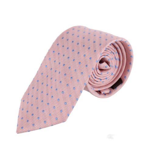 Мужские галстуки TRAFALGAR Ignacio Linen Blend Polka Dot Vertical Slant Lined Business Necktie, цвет: Коралловый