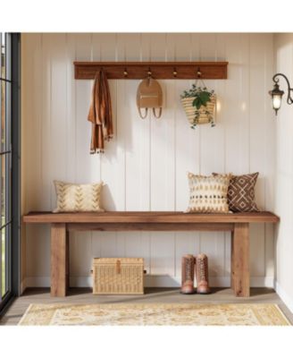 55" Solid Wood Bench, Farmhouse Long Entryway Bench, Bed of Bench